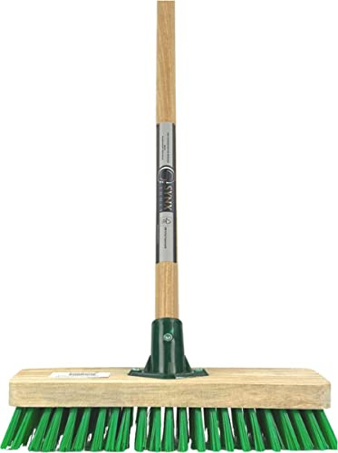Synx Tools Mossa & Tile Borste 28 cm – Mossborste – sopborste med stål 150 cm – skrubsopborste – mossa – ogräsborste – hård borste kvastar