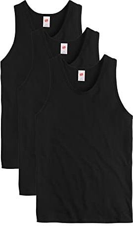 Hanes Essentials Top Pack, Midweight Cotton Tanks, Sleeveless Shirts, 3-Pack Tricot, Noir, M (Lot de 3) Homme