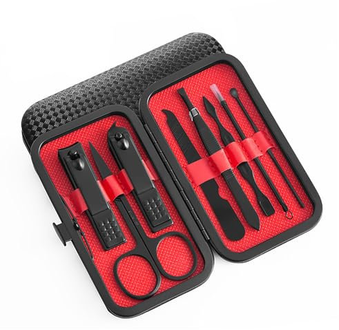 NXPUXP 8 In 1 Maniküre Set,Nagelpflegeset,Alltäglich Nagelschere Set,Nagelset mit Etui,Nageletui Damen Männer,Fingernagel Pflege Set für Reise