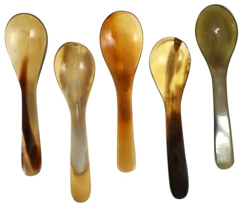 COLLBATH 5 Pièces cuillère à café cuillères en corne en forme de depuis petit mini-s portion à expresso mini s à dessert vintage en corne es