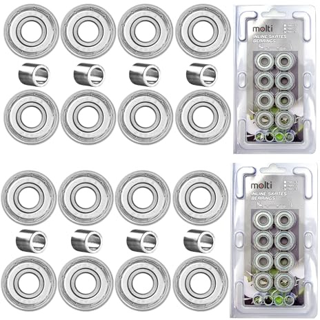 molti 608 ZZ Kugellager Rillenkugellager 16 Stück ABEC-9 Chrom Metall für Rollen Skateboard Inlineskaten Triskates 22mm x 8mm x 7mm