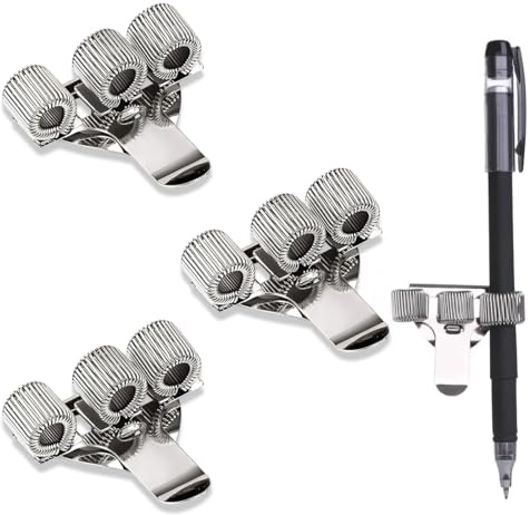 JEYORZY 3 x Porte Stylo Infirmière, Support de Stylo pour Bloc-Notes Porte-Bloc avec Ressort, Porte-Stylo Triple de Poche, Compatible avec la Majorité des Tailles de, Confortable et Écologique, argent