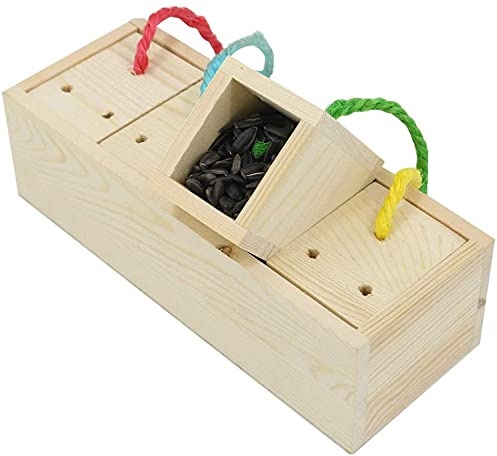 NYTGHYT Alimentador de madera para pájaros, juguetes de inteligencia para loros medianos y grandes, conures, caique, cacatúa, gris africano, guacamayos