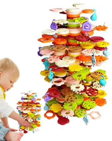 Generisch Jeu d'adresse - Jeu d'empilage - 152 pièces - Jouet d'arbre - Jouet empilable pour - pour Maternelle, Maternelle, Anniversaire, Filles et