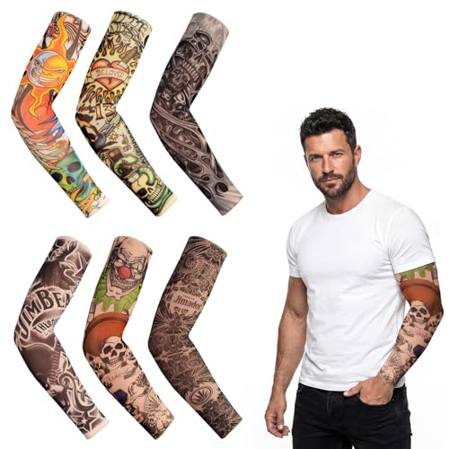 Chicpant 6 Pièces Manchon Tatouage Temporaire Homme Respirants Manchette