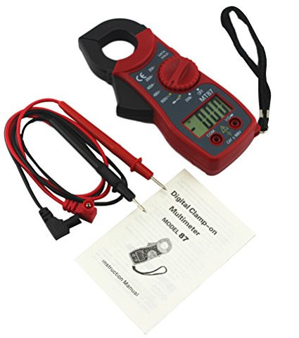 UEETEK Pinza Amperimétrica Multímetro digital Amper amperimétrica Corriente Pinza Probador de voltaje de corriente CA/CC MT87 (Rojo)