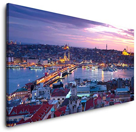 Istanbul Sonnenuntergang 120x 60cm Panorama Leinwand Bild XXL Format Wandbilder Wohnzimmer Wohnung Deko Kunstdrucke