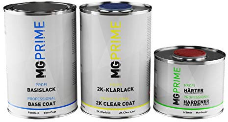 MG PRIME RAL 9023 Gris oscuro perlado/Pearl dark grey Bote de pintura set de pintura base lista para pulverizar + pintura transparente de 2 componentes mate 2,5 l