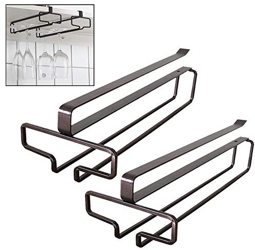 YunNasi Scolabicchieri Portabicchieri Supporto per Calici di Vino Mantieni i Bicchieri Asciutti Sotto Mobile per Bar Ristorante Cucina (2 Set, Marrone)