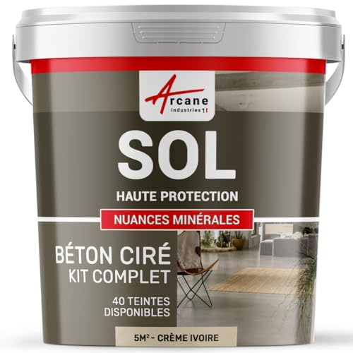 Béton ciré sol en kit | Primaire et vernis de finition inclus - 5 m² (en 2 couches) Crème Ivoire - ARCANE INDUSTRIES