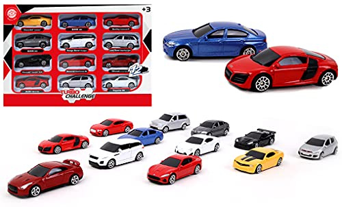TURBO CHALLENGE 029021-1/64 - Juego de 12 Coches con Licencia para Coche, diseño Aleatorio, Metal a Partir de 3 años