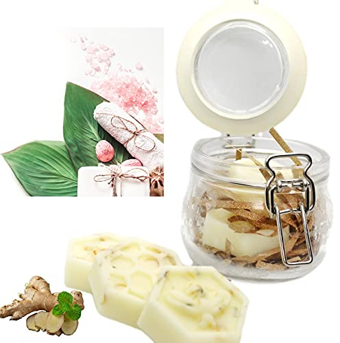100% Natural Set 3 'HEAVEN SCENT' BODY LOTION BARS -Cocoa & Shea Butter, Coconut Oil, Honeysuckle, Vanilla, Ginger & Basil, Dried Flowers, Essential Oils 15g Each (3 'HEAVEN SCENT' Bars in Jar)