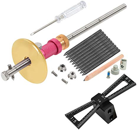 YOSELIN Dovetail Jig Wheel Marking Gauge Plus Set，Micro Adjuster Multifunctional Cutting Wheel Woodworking Scribing, Metric and Imperial Scales, Imperial 1/32 Metric 1mm Accuracy, Wood Marking