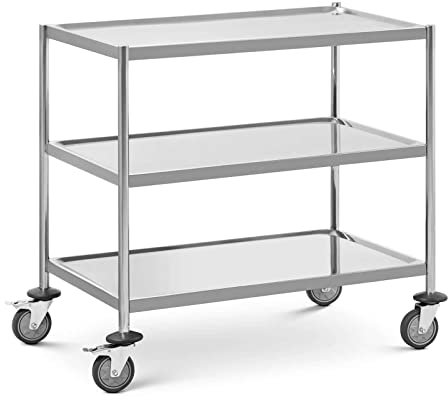 Royal Catering Servierwagen 3 Borde bis 60 kg - Küchenwagen mit Edelstahl Rahmen