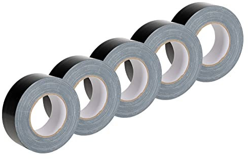 Stagecaptain DT-4850BK-PRO Gewebeband - 5 Stück im Set - Klebeband, Panzerband, Gaffa - 48mm breit - 50m lang - Schwarz