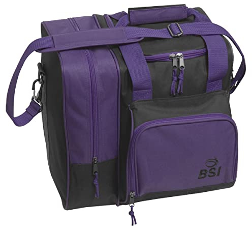 Deluxe Single Bowling Ball Bag with Separate Shoe Compartment that Holds up to Size 15 Shoes. Purple