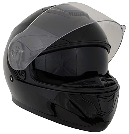 Milwaukee Helmets MPH9836DOT Sweeper Gloss Black DOT Approved Motorcycle Full Face Helmet Biker w/ Drop Down Visor - X-Large