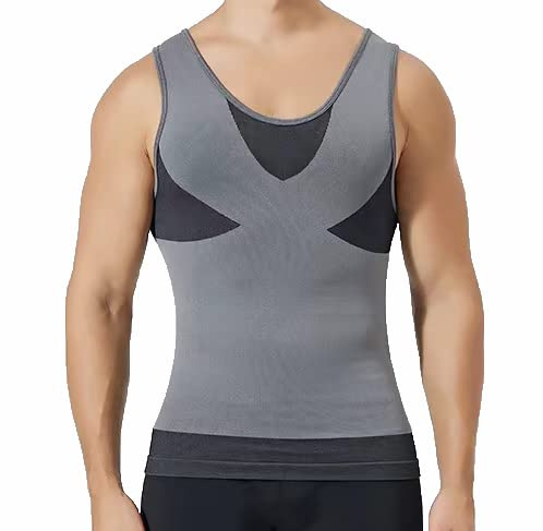 PHCOMRICH Débardeur Slim pour Homme Shapewear de Compression pour abdominaux et abdominaux（Noir，L）