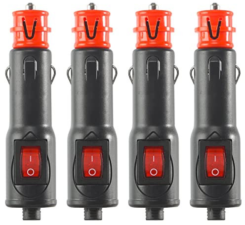 UptVin Encendedor de Cigarrillos 12V para Coche Con Interruptor y Toma Universal - Enchufe Con Fusible 10A para Camión, Barco, Motocicleta