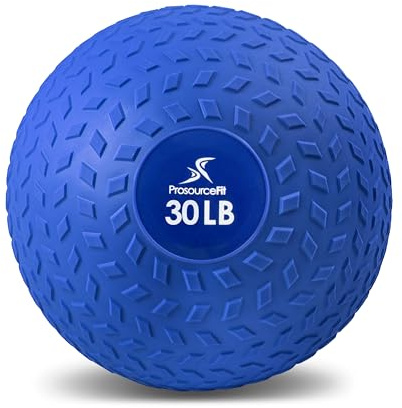 ProsourceFit Slam Medicine Ball, Tread Textured Grip Dead Weight Balls for Strength and Conditioning Exercises, Cardio and Core Workouts, 30lb, Blue
