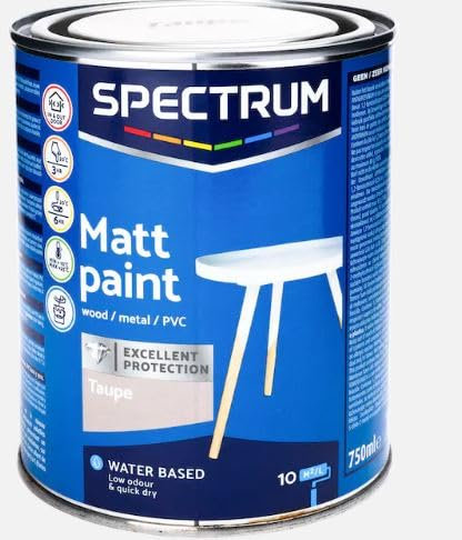 Vintage Luxury Spectrum Matt farbe Taupe 750 ml, für Holz, Metall, PVC-Oberfläche, auf Wasserbasis, geruchsarm und schnell trocknend (Mattfarbe, taupe)
