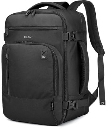 Omnpak Ryanair Handgepäck 40x20x25cm,Reiserucksack Für Alle Airlines,Flugzeug Laptop Rucksack kompatibel mit 15 Zoll MacBook Air,Reisetasche mit Trolley-Gurt und 2 Griffen 20L (Schwarz)