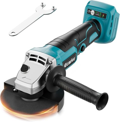 Ecarke Cordless Angle Grinder Compatible with Ma Kita 18V Li-Ion Battery with 125mm Disc Diameter, 33mm Cutting Depth, Brushless with Quick-Fix-Nut(Tool Only)-Blue