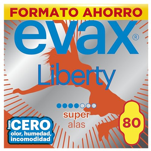 Evax Liberty Super Compresas Con Alas, 80 unidades, No Notarás Que Las Llevas