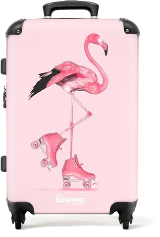 NoBoringSuitcases.com Kinderkoffer, Kinderkoffer Mädchen, Koffer Groß, Koffer Kinder, TSA Schloss, Kindertrolley, Koffer Pink, Rollkoffer Mittelgroß, Koffer Mittelgroß (Flamingo - Rosa 67 cm - 72 L)