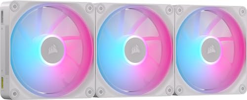 Corsair iCUE LINK LX120 RGB 120mm PWM Fans Triple Pack – Dual Light Loops – Includes iCUE LINK System Hub AirGuide Technology – White