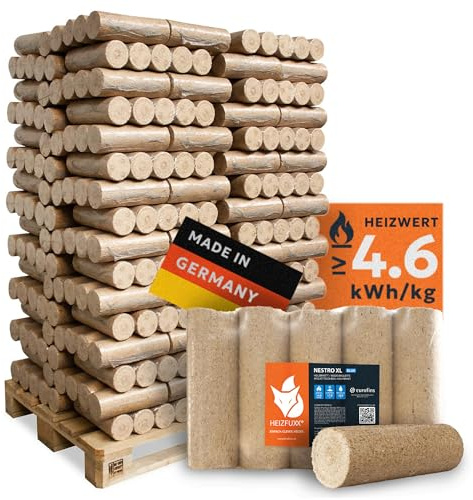 Holzbriketts Nestro XL Blue - Weichholzbriketts Palette 960 kg (96x10 kg) - Premium Briketts für Kamin, Heizkessel & Ofen - Hoher Heizwert, geringer Aschegehalt & maximale Energieausbeute