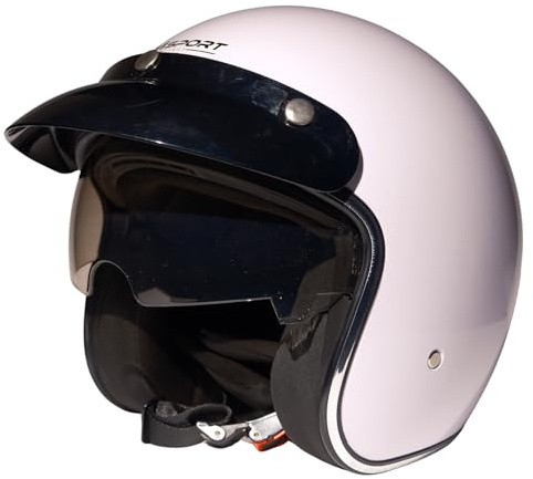 Casco Jet con visera, para ciclomotor, homologado ECE – Color blanco, talla L