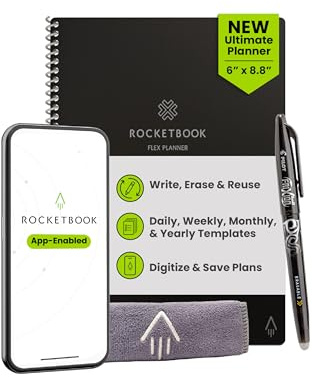 Rocketbook Flex Reusable Planner, Executive Size 6x8.8, Black