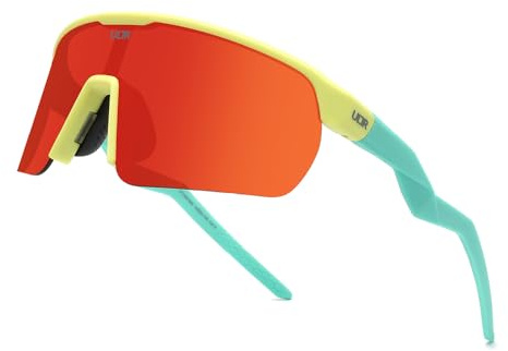 Gafas deportivas para hombre y mujer – Gafas de ciclismo de alta calidad para hombre y mujer con protección UV 400 – Gafas de sol rápidas ideales para ciclismo, correr, gafas de sol deportivas (Flash