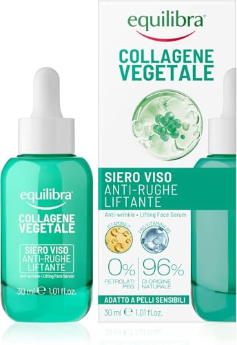 Equilibra, Collagene Vegetale Siero Viso Anti-rughe Liftante, 15 ml, Per Pelli Mature con Fitocollagene da Semi di Zucca e Collagen Amino Acids, Vitamina C, Pro-vitamina B5, Dermatologicamente Testato