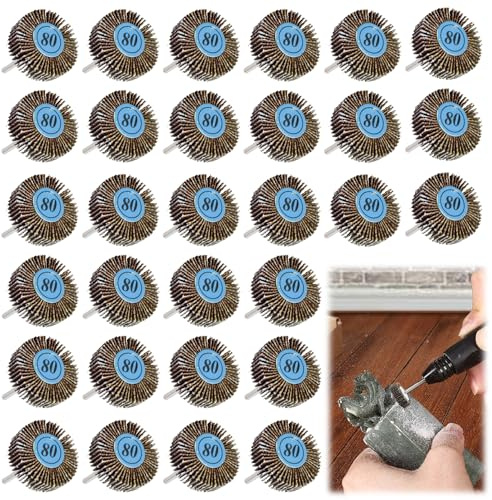 Zuxbolf 30 Stk Fächerschleifer set Korn 80 Lamellenschleifer Holz Schleifaufsatz Polierzubehör Schleifköpfe Fächerschleifer Schleifmittel Polieren Räder für Bohrmaschine, Akkuschrauber, Geradschleifer