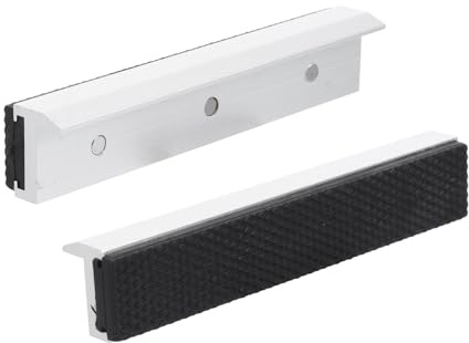 OATIPHO Juego de Protectores Magnéticos para Mordazas, 6 Pulgadas (150 Mm), Almohadillas Antivicio Multiranuradas de Aluminio, Tiras de Protección Antideslizantes para Prensas