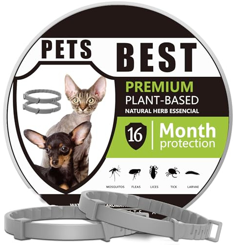 2 Pcs Cat Repellent Collar, Cat Repellent Treatment Collars, Adjustable Waterproof Collar for Cats Puppy, One Size Fits All Breeds, 16 Months Protection (Grey)