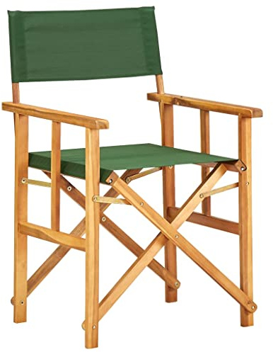 vidaXL Silla de Director Verde Mobiliario y Decoración Cómoda Robusta Resistente Funcional Práctica Moderna Elegante Útil Madera Maciza de Acacia