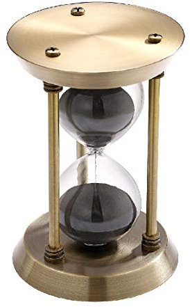 SuLiao 2 Minute Sand Timer Hourglass, Antique Metal Black Sand Clock, Antiguo Reloj De Arena 2 Minuto, Brass Sand Watch 2 Min, Small Unique Hour Glass Sandglass for Toothbrush, Office, Desk Decorative