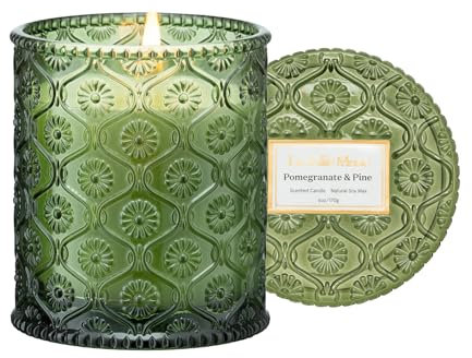 LA JOLIE MUSE Duftkerze im Glas, Granatapfel und Pinie Duftkerze, natürliches Wachs, 55 Stunden Brenndauer, Geschenk Kerze und Heimdekoration,170g