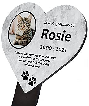 Plaque commémorative personnalisée en forme de cœur et piquet pour animal de compagnie – Décoration extérieure (effet marbre)