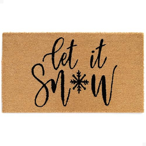 THEODORE MAGNUS Christmas Door Mat - Welcome Mat for Front Door with Non-Slip Backing - Durable Doormat - Perfect for Outside Entrance Matt - Outdoor/Indoor - Let it Snow - 17 x 30