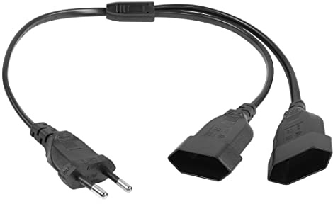 YACSEJAO Euro Verlängerung Euro Stecker Typ C auf Euro Buchse Netzkabel (0,75 mm²) Stromkabel (männlich zu 2 weiblich)