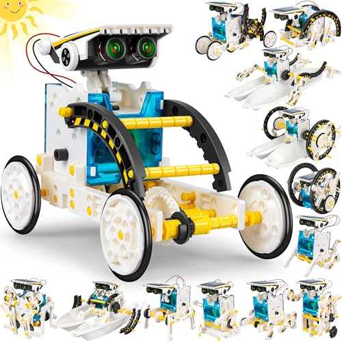 STEM 13-in-1 Solar Power Robots Creation Toy, Educational Experiment DIY Robotics Kit, Science Toy Solar Powered Building Robotic Set Age 8-12 for Boys Girls Kids Teens to Build
