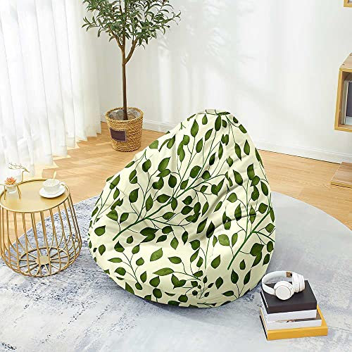 Mateju Bean Bag Chair, Beanbag Chair Adult, 3D Green Branch Bean Bag Without Filling, Plush Toy Storage Large Bean Bags, High Back Bean Bags, Suitable Indoor Outdoor Beanbag (S,Leaf)