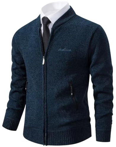 Shuanghao Hombre Chaqueta De Punto Jersey con Capucha Basic Cremallera Grueso Suave Forro Caliente Primavera otoño Invierno Slim Fit Sudadera JerséIs Sueltos Outwear Tops para Hombre