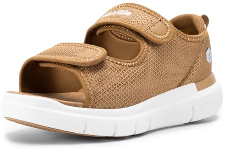 FitVille Sandali per Diabetici Donna Larghi Scarpe Ortopediche a Strappo Sandali Riabilitativi Apertura per Piedi Gonfi Beige 42 EU Larga