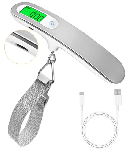 FEBHBRQ Rechargeable Luggage Scale with Strap & Type-C Port - Portable, Digital, High-Precision, and Ideal for Backpacks, Suitcases, and Carry-Ons - Up to 110lb/50kg Capacity -Strap