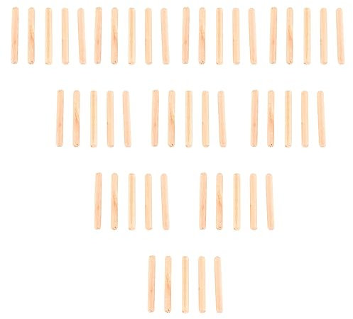 Goujon en Bois M6 en Bois 50 Pièces Goujons en Bois, Tiroir d'armoire Rond cannelé en Bois Artisanat Goupilles Tiges pour cannelé rainuré Artisanat Bricolage menuiserie)) (M6 *